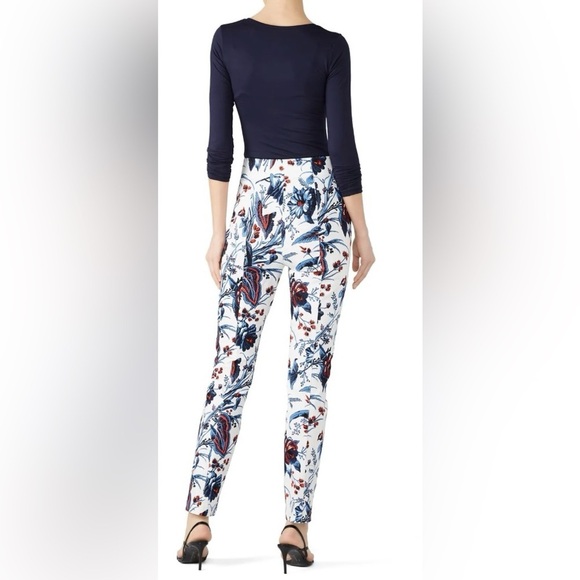 Diane Von‎ Furstenberg Dakota White Rose Floral Skinny Trouser Pants Size 12 - Picture 2 of 12
